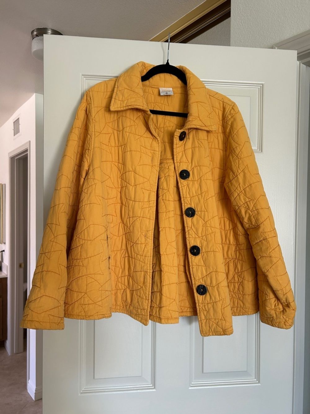 Color Me Cotton Vintage Mustard Quilted Button-Front Women's Jacket
